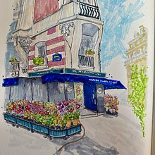 Monceau Fleurs, Rue Raspail, Paris. Een project van Traditionele illustratie van Terry Collins - 20.06.2023