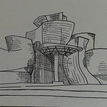 Guggenheim Museum Bilbao, Frank Gehry. Un progetto di Illustrazione tradizionale e Architettura di Rosario Martínez Sánchez - 19.06.2023