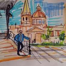 Mi proyecto del curso: Sketching urbano: dibuja tu ciudad en movimiento. Ilustração tradicional, Desenho, Pintura em aquarela, Ilustração arquitetônica, e Sketchbook projeto de axderg - 22.06.2023