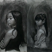 Retrato realista al carboncillo. Traditional illustration, Fine Arts, Drawing, Portrait Drawing, and Realistic Drawing project by Diego Maenza - 06.07.2023