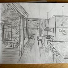 Mój projekt z kursu: Perspektywa artystyczna: przestrzeń ujęta z Twojego punktu widzenia. Un proyecto de Ilustración tradicional, Arquitectura, Dibujo e Ilustración arquitectónica de Meadow Poland - 24.06.2023