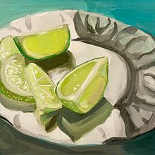 Limes on a Plate. Un proyecto de Bellas Artes, Pintura, Teoría del color y Pintura gouache de allishep - 25.06.2023