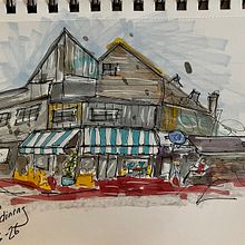 Cape Cod Warf Dining. Sketching project by Larry - 06.26.2023