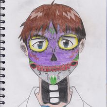 Shinji Ikari (dia de muertos). Un progetto di Disegno a matita e Disegno con matite colorate di Pedro S. V. - 02.11.2021