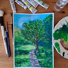 Mijn project van de cursus: Leer landschappen schilderen met gouache. Un progetto di Pittura gouache di monique Dobbe - 01.07.2023