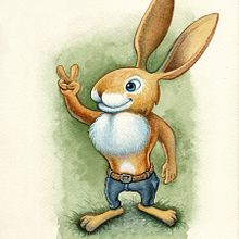 Le lièvre & la tortue, pour “Création de personnages animaux avec des personnalités humaines”. Projekt z dziedziny Projektowanie postaci, R, sowanie kredkami,  R, sunek, Trad, c, jna ilustracja i Malowanie akwarelą użytkownika Richard Martens - 07.03.2022