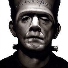 Le Monstre de Frankenstein, publicité pour une école de maquillage.. Projekt z dziedziny Trad, c, jna ilustracja, Malarstwo akr, lowe, R i sowanie kredkami użytkownika Richard Martens - 02.07.2023