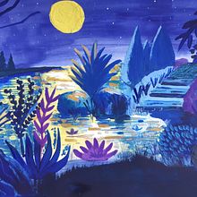 Clair de lune. Traditional illustration project by florence.scheun - 07.02.2023