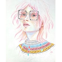 Colour pencil portrait . Traditional illustration project by Coralie - 07.02.2023
