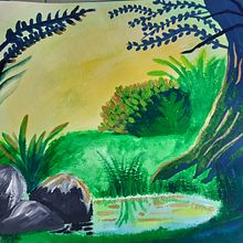 Mon projet du cours : Paysages fantastiques à l'aquarelle et à la gouache. Fine Arts, Painting, Watercolor Painting, Naturalistic Illustration, and Gouache Painting project by florence.scheun - 07.02.2023