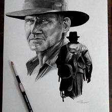 Indiana Jones ilustración con grafito . Un proyecto de Ilustración tradicional de simonartist - 04.07.2023