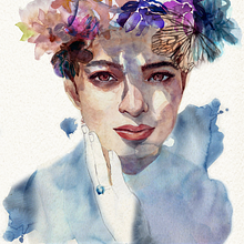 My project for course: Illustrated Portrait in Watercolor. Un projet de Illustration traditionnelle, Beaux Arts, Peinture, Dessin, Aquarelle, Dessin de portrait , et Dessin artistique de Miwa Gardner - 05.07.2023