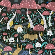 Fantasmas en el bosque de hongos. Design, Traditional illustration, Character Design, Drawing, Stor, telling, Children's Illustration, and Narrative project by Max Amaury Vite Navarrete - 07.05.2023