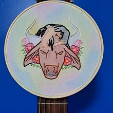 Meu projeto do curso: Criação de retratos bordados com aquarela. Un proyecto de Pintura, Pintura a la acuarela, Bordado y Diseño textil de jennipedrero_1 - 07.07.2023