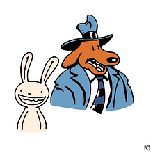 Sam & Max. Fan Art.. Projekt z dziedziny Trad, c, jna ilustracja, Craft,  Sztuki piękne,  Malarstwo, Komiks, Sketching,  R, sunek, Portret,  R, sunek art, st, czn, Sketchbook,  R i sunek atramentem użytkownika Zaur Romanov - 04.04.2023
