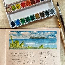 Mon projet du cours : Carnet de voyage à l’aquarelle, la Corse. Traditional illustration, Watercolor Painting, Architectural Illustration, and Sketchbook project by Sandrine Lange Jeauffroy - 07.09.2023