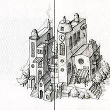 My project for course: Artistic Architectural Drawing with Ink. Een project van Traditionele illustratie,  Beeldende kunst,  Tekening,  Architecturale illustratie y  Illustratie met inkt van Anna Banani - 09.07.2023