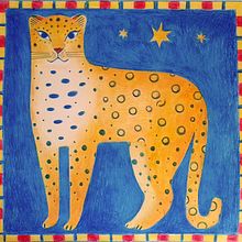 My project for course: LEOPARD and STARS. Un proyecto de Ilustración tradicional, Bocetado, Creatividad, Dibujo artístico y Pintura gouache de le_benes - 10.07.2023