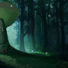 A Magic Mushroom Forest - Photoshop Assignment. Ilustração tradicional, Design de personagens, Artesanato, Criatividade, Desenho digital, e Pintura digital projeto de Lydia Berube - 11.07.2023