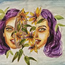 My project for course: Watercolor Portraits Inspired by Nature. Painting, Watercolor Painting, and Portrait Drawing project by Raha Khrais - 07.10.2023