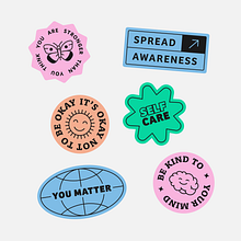 Mental Health Stickers. Traditional illustration, Motion Graphics, Animation, Social Media Design, and Character Design project by Oscar Holcroft - 07.11.2023