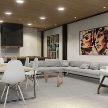 Área social de vivienda unifamiliar. Interior Design, Architecture, and 3D project by Marcelo Ardaya - 07.13.2023