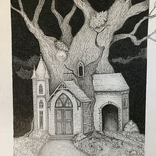 church in the wood. Fine Arts, and Pencil Drawing project by Katie Greuel - 07.14.2023