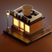 coffee shop made with blender from a youtube tutorial. Projekt z dziedziny 3D użytkownika Lorenzo Cantone - 15.07.2023