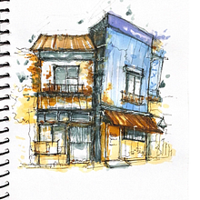My project for course: Expressive Architectural Sketching with Colored Markers. Un progetto di Bozzetti, Disegno, Illustrazione architettonica, Sketchbook e Illustrazione con inchiostro di Aye Thandar Kyaw - 15.07.2023