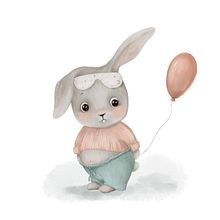 Bunny see a dream. Traditional illustration project by Xenia Goretskaya - 07.16.2023