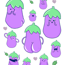 Doña Berenjena for: Kawaii Illustration: Create Charming Characters Ein Projekt aus dem Bereich Traditionelle Illustration, Design von Figuren und Manga von Ingrid - 16.07.2023