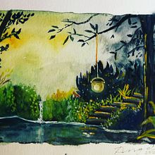 Mi proyecto del curso: Ilustración de paisajes de fantasía con acuarela y gouache. Un proyecto de Bellas Artes, Pintura, Pintura a la acuarela, Ilustración naturalista				 y Pintura gouache de Angela González - 17.07.2023