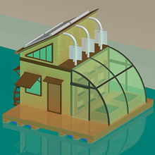 Floating Cabin Design: Eco & Self Sufficient Ein Projekt aus dem Bereich Design, 3D, Sketchbook, Skizzenentwurf, Concept Art und Design für Videospiele von A. Garre Barallat - 12.04.2023