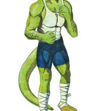 Mikilo boxeador verde. Traditional illustration project by Facundo Vazquez - 07.19.2023