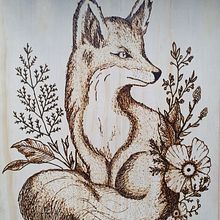 Fox Pyrography as a gift. Marcenaria, e Esboçado projeto de David Guy - 20.07.2023
