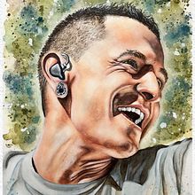 Watercolor Portrait_Chester Bennington. Un proyecto de Pintura a la acuarela, Dibujo de Retrato, Pintura, Dibujo y Dibujo realista de Maria Gabriela Florentino - 20.07.2022
