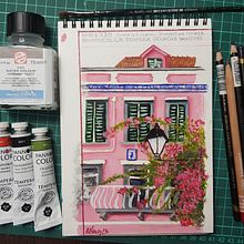 Miklos project Emma's Lisbon for course: Gouache Techniques for Illustration. Traditional illustration, Sketching, Drawing, Sketchbook, and Gouache Painting project by havanna0928 - 07.21.2023