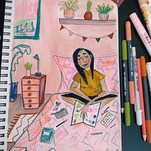 Mon projet du cours : Carnet de croquis pour explorer votre style de dessin. Un proyecto de Ilustración tradicional, Bocetado, Creatividad, Dibujo, Pintura a la acuarela, Sketchbook y Pintura gouache de Cris K - 21.07.2023