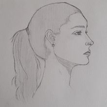 Il mio progetto del corso: Ritratto su blocco da disegno: Profilo donna. Sketching, Drawing, Portrait Drawing, Artistic Drawing, and Sketchbook project by Maria Elena - 07.22.2023
