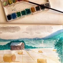 Mon projet du cours : Paysages à l'aquarelle : techniques et outils expérimentaux. Fine Arts, Painting, and Watercolor Painting project by Sandrine Lange Jeauffroy - 07.22.2023