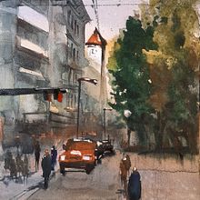 My project for course: Urban Landscapes in Watercolor. Projekt z dziedziny  Sztuki piękne, Malowanie akwarelą,  R i sunek architektoniczn użytkownika Anna - 23.07.2023