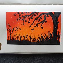 Sundown and fireflies. Traditional illustration, Painting, and Gouache Painting project by an_fu - 07.23.2023