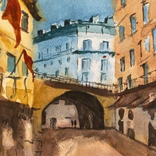 My project for course: Architectural Illustration with Watercolor. Un projet de Illustration traditionnelle, Esquisse , Dessin, Aquarelle, Illustration architecturale , et Carnet de croquis de cemhire - 23.07.2023