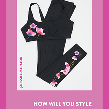 Spanx Artwork on Activewear . Traditional illustration project by Jessica Durrant - 12.30.2021