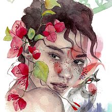 Mon projet du cours : Portrait illustré à l’aquarelle. Projekt z dziedziny Trad, c, jna ilustracja,  Sztuki piękne,  Malarstwo,  R, sunek, Malowanie akwarelą, Portret,  R, sunek art, st i czn użytkownika Gisèle DIJOUX - 19.07.2023
