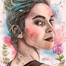 Mi proyecto del curso: Retrato ilustrado con Procreate. Un proyecto de Ilustración tradicional, Ilustración vectorial, Ilustración digital y Dibujo de Retrato de Maria Gabriela Florentino - 09.07.2023