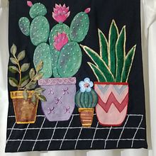 Mi proyecto del curso: Composición floral con acrílico y bordado. Un proyecto de Ilustración tradicional, Pintura, Bordado, Pintura acrílica y Diseño textil de mercedesgomez909 - 28.07.2023