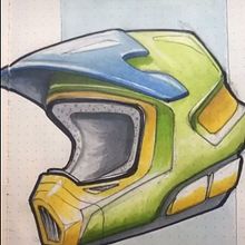Helmets Sketches alcohol mad water markers. Industrial Design, Sketchbook, Traditional illustration, Painting, Sketching, Creativit, Drawing, Pencil Drawing & Ink Illustration project by Jesus Mario Melo - 07.30.2023