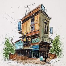 My project for course: Expressive Architectural Sketching with Colored Markers. Projekt z dziedziny Sketching,  R, sunek,  R, sunek architektoniczn, Sketchbook,  R i sunek atramentem użytkownika silverfox830 - 30.07.2023