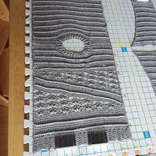 My sweater on the blocking board. Fashion Design, Fiber Arts, DIY, and Textile Design project by anna_alarcon - 07.31.2023